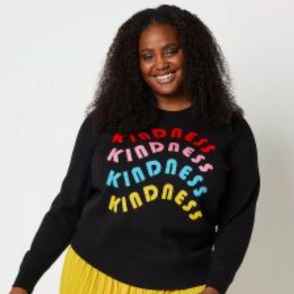 Abbott Elementary Warner Bros Black Sweater with Multicolor 'Kindness' Large - Picture 1 of 6